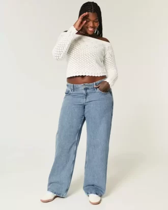 Jeansy Curvy Low-Rise Medium Wash Baggy