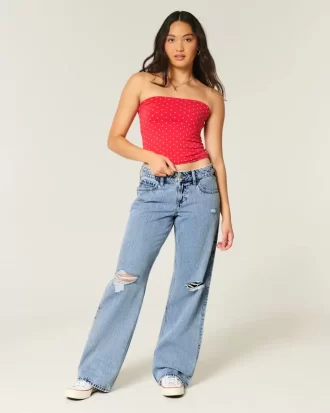 Jeansy Curvy Low-Rise Ripped Medium Wash Baggy