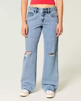 Jeansy Curvy Low-Rise Ripped Medium Wash Baggy