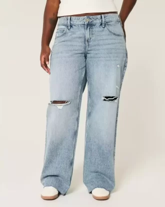 Jeansy Curvy Low-Rise Ripped Medium Wash Baggy