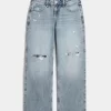Jeansy Curvy Low-Rise Ripped Medium Wash Baggy
