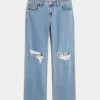 Jeansy Curvy Low-Rise Ripped Medium Wash Loose Straight
