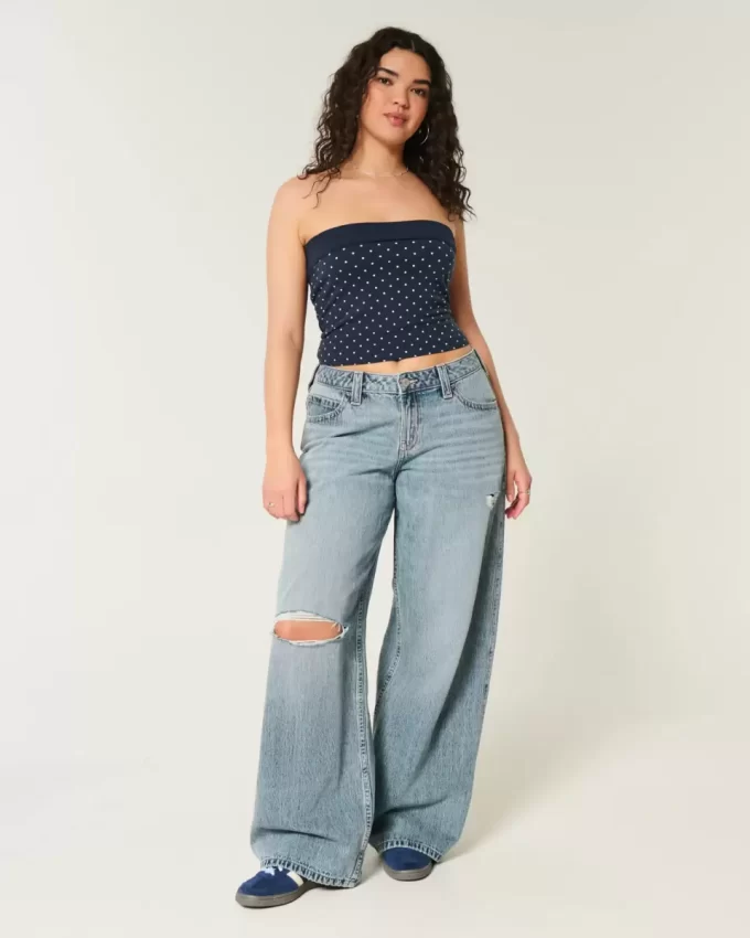Jeansy Curvy Low-Rise Ripped Medium Wash Super Baggy