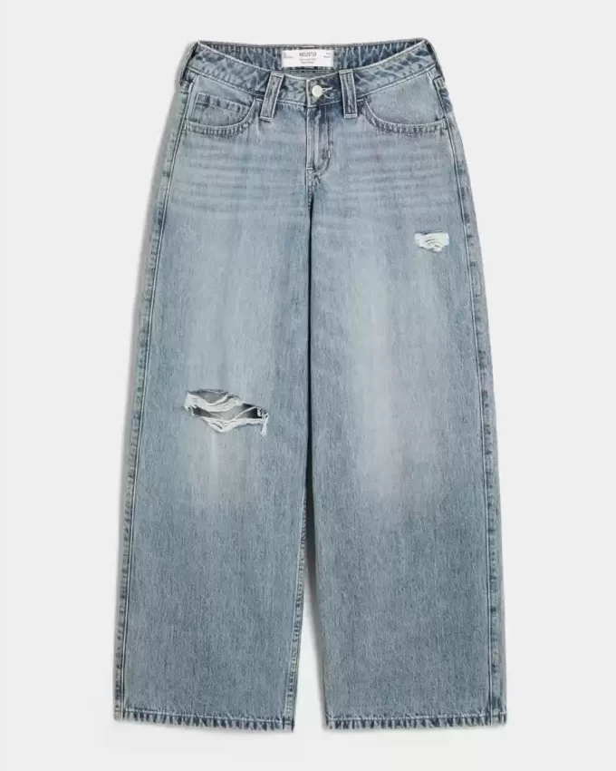 Jeansy Curvy Low-Rise Ripped Medium Wash Super Baggy