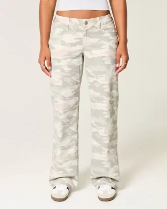Jeansy Curvy Low-rise Y2K Camo Baggy