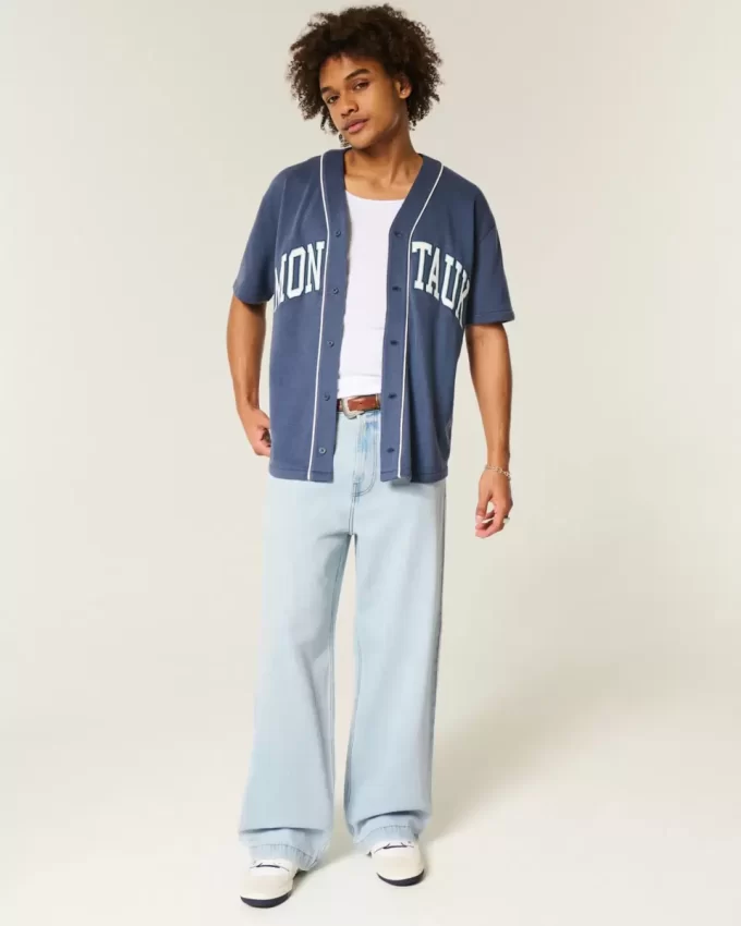 Jeansy Light Wash New York Graphic Super Baggy Jeansy Light Wash New York Graphic Super Baggy