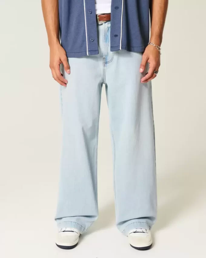 Jeansy Light Wash New York Graphic Super Baggy Jeansy Light Wash New York Graphic Super Baggy