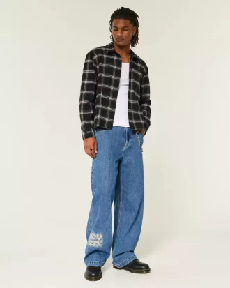 Jeansy NYC Graphic Super Baggy o średnim stopniu sprania