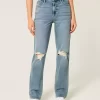 Jeansy Ripped Medium Wash High-Rise Straight