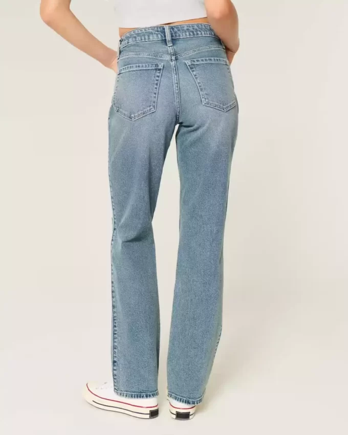 Jeansy Ripped Medium Wash High-Rise Straight