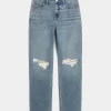 Jeansy Ripped Medium Wash High-Rise Straight