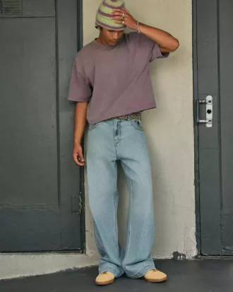 Jeansy Super Baggy Light Wash Astronaut Graphic