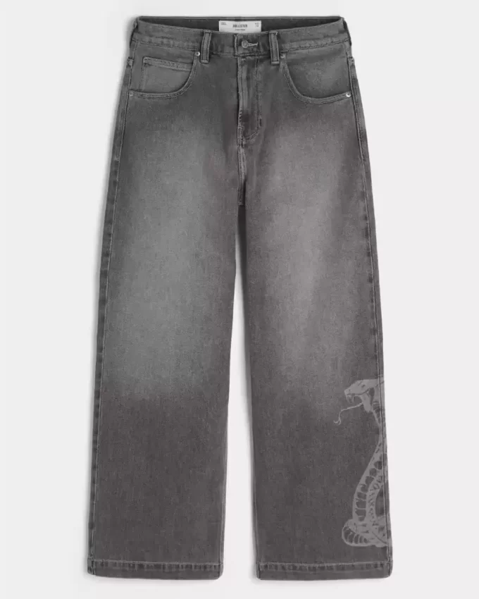 Jeansy Super Baggy z grafiką węża Jeansy Super Baggy z grafiką węża