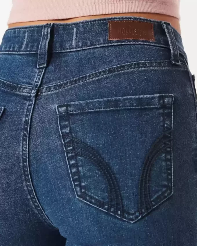 Jeansy Super Skinny z wysokim stanem i ciemnym spraniem