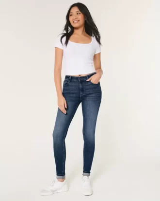 Jeansy Super Skinny z wysokim stanem i średnim spraniem