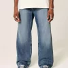 Jeansy typu baggy bootcut o średnim stopniu sprania