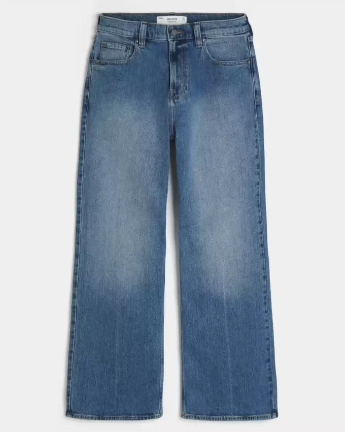 Jeansy typu baggy bootcut o średnim stopniu sprania