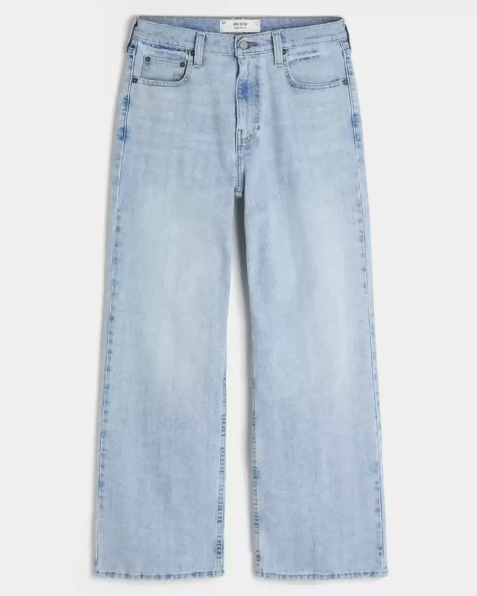 Jeansy typu baggy bootcut w jasnym kolorze