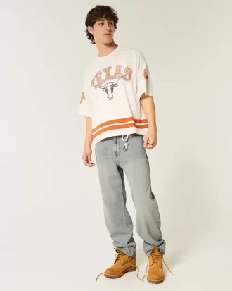 Jeansy typu baggy w jasnym kolorze