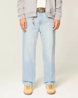 Jeansy typu baggy w jasnym kolorze
