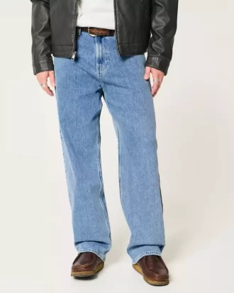 Jeansy typu baggy w jasnym kolorze