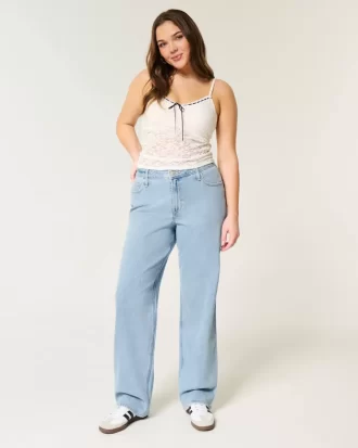 Jeansy typu dad jeans z wysokim stanem i średnim spraniem