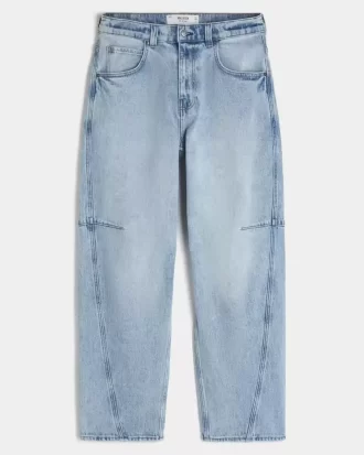 Jeansy typu skater baggy z lekkim przetarciem i szwami