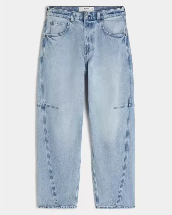 Jeansy typu skater baggy z lekkim przetarciem i szwami Jeansy typu skater baggy z lekkim przetarciem i szwami