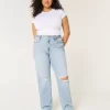 Jeansy typu „tata” Curvy Ultra High-Rise Ripped Light Wash