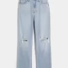 Jeansy typu „tata” Curvy Ultra High-Rise Ripped Light Wash