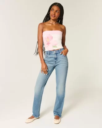 Jeansy z wysokim stanem i średnim spraniem Jeansy z wysokim stanem i średnim spraniem