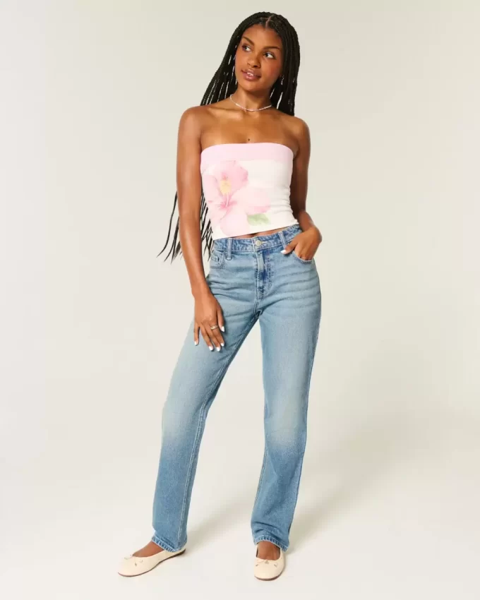 Jeansy z wysokim stanem i średnim spraniem