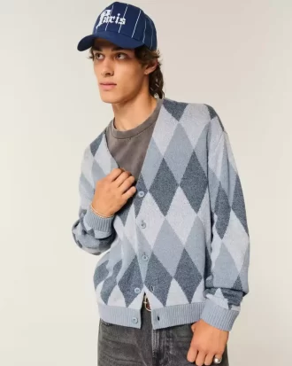 Kardigan w pudełkowy wzór