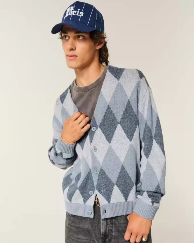 Kardigan w pudełkowy wzór