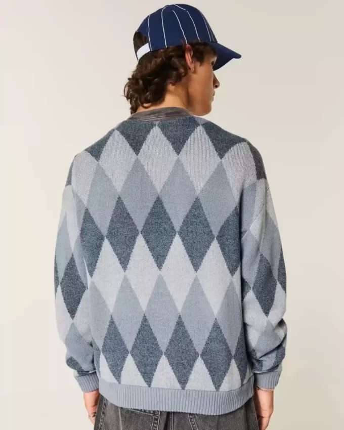 Kardigan w pudełkowy wzór