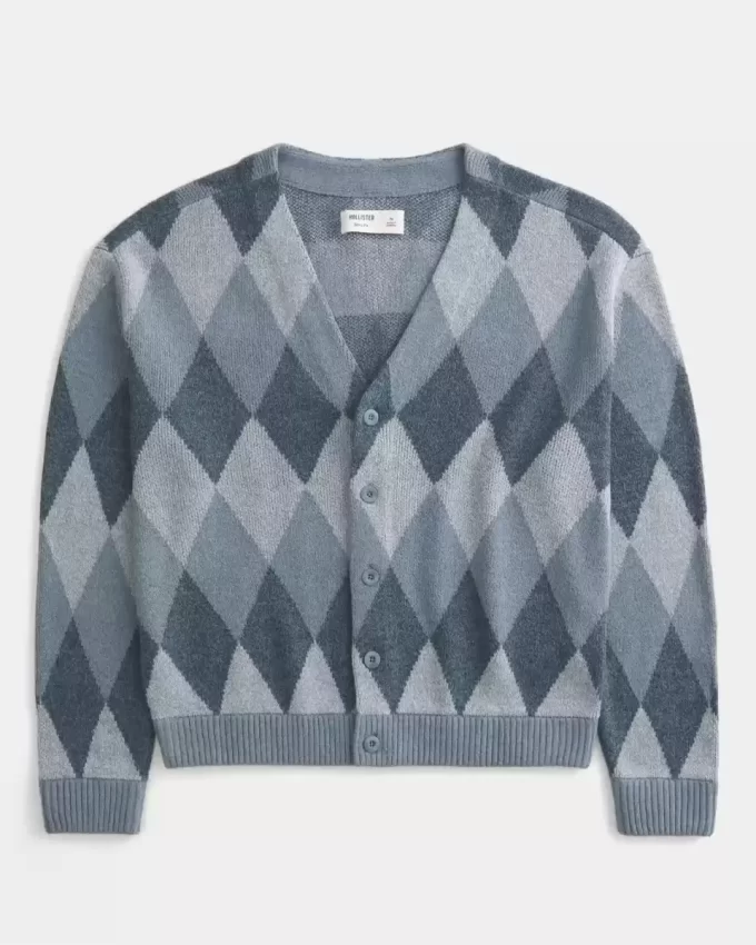 Kardigan w pudełkowy wzór