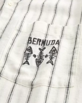 Koszula bermudowa z krótkim rękawem i nadrukiem w stylu boxy z mieszanki lnu