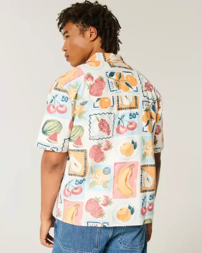 Koszula Boxy Linen-Blend z nadrukiem stemplowym Koszula Boxy Linen-Blend z nadrukiem stemplowym