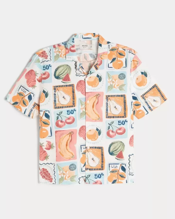 Koszula Boxy Linen-Blend z nadrukiem stemplowym Koszula Boxy Linen-Blend z nadrukiem stemplowym