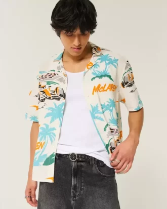 Koszula McLaren Pattern z mieszanki lnu i pudełek