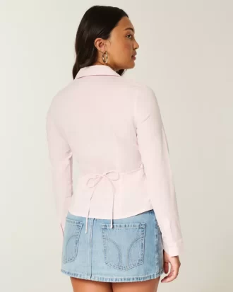 Koszula z elastycznej popeliny zapinana na guziki