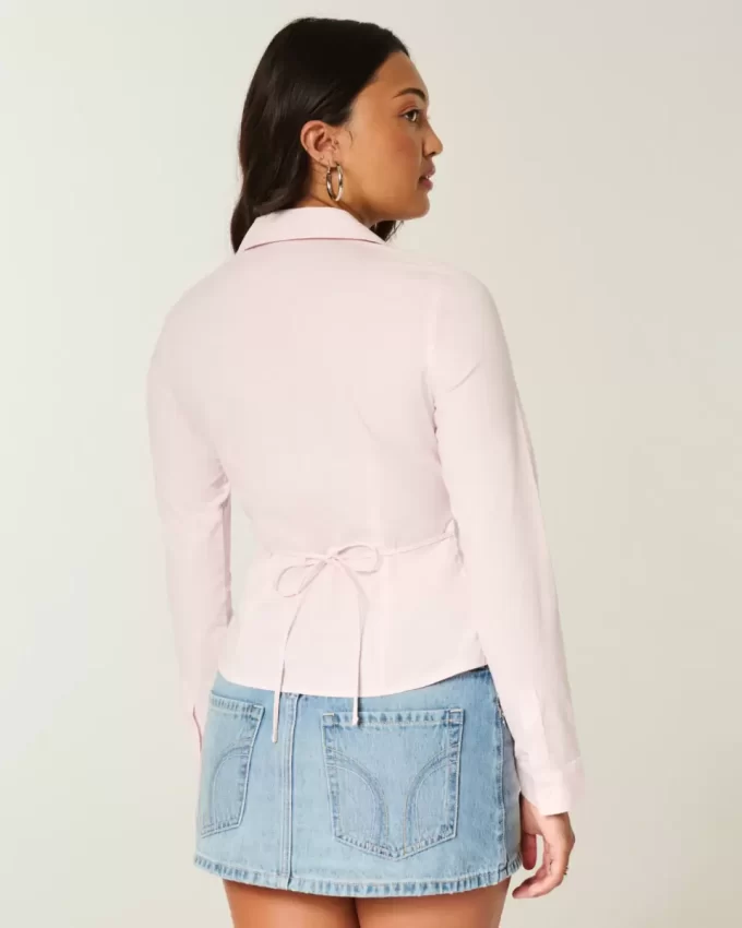 Koszula z elastycznej popeliny zapinana na guziki Koszula z elastycznej popeliny zapinana na guziki