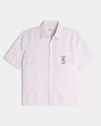 Koszula z krótkim rękawem i grafiką Key West w stylu boxy z mieszanki lnu