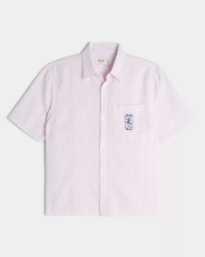 Koszula z krótkim rękawem i grafiką Key West w stylu boxy z mieszanki lnu Koszula z krótkim rękawem i grafiką Key West w stylu boxy z mieszanki lnu