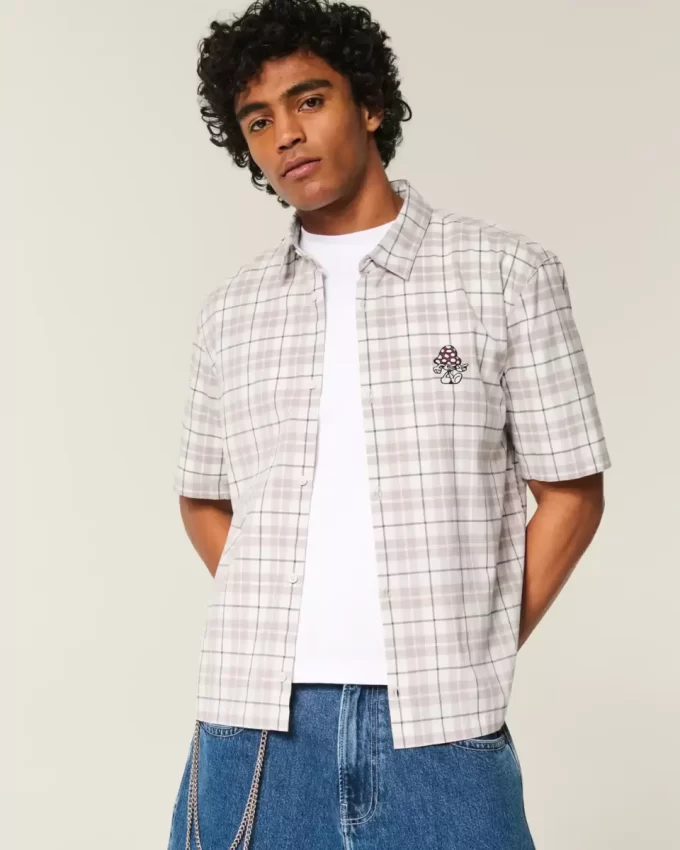 Koszula z krótkim rękawem w kształcie grzyba w stylu boxy