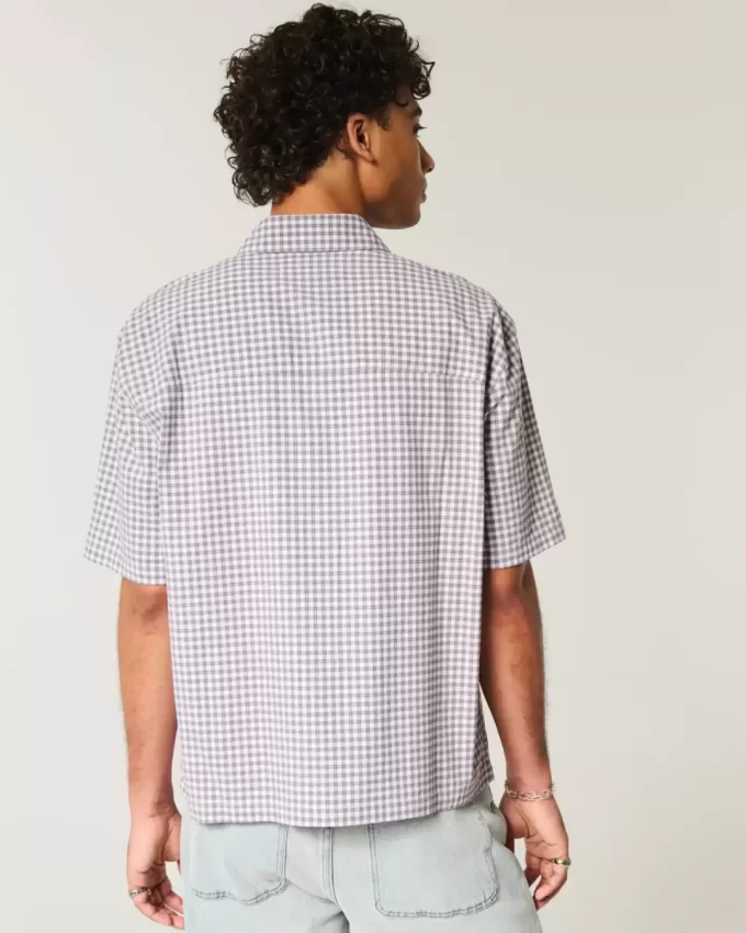 Koszula z krótkim rękawem w kształcie pudełka, haftowana i graficzna Koszula z krótkim rękawem w kształcie pudełka, haftowana i graficzna