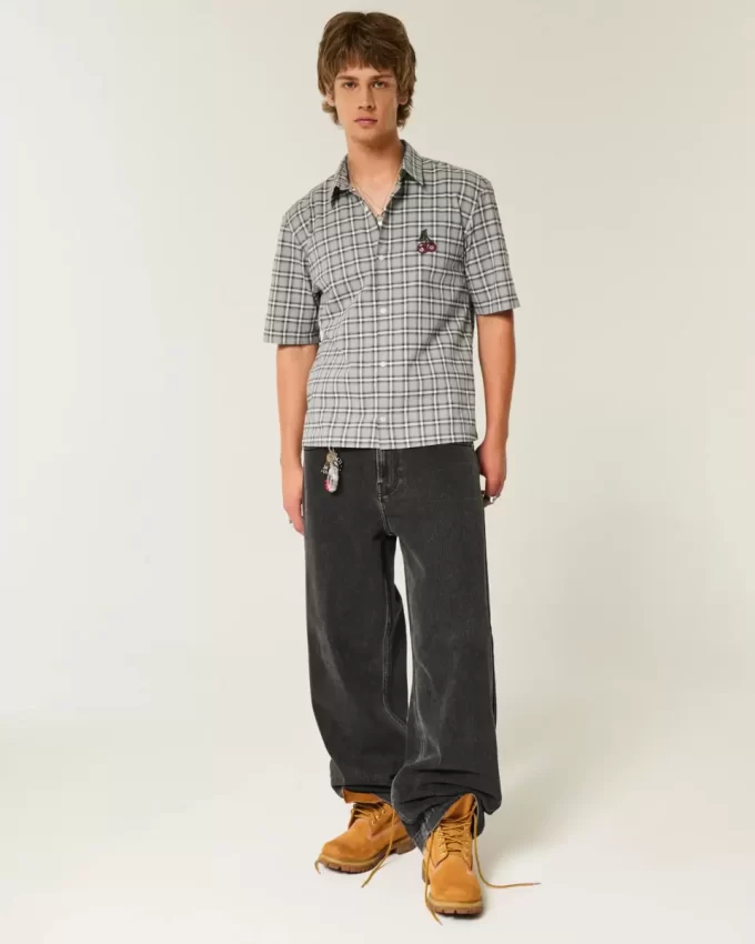 Koszula z krótkim rękawem w kształcie pudełka z grafiką wiśniową Koszula z krótkim rękawem w kształcie pudełka z grafiką wiśniową