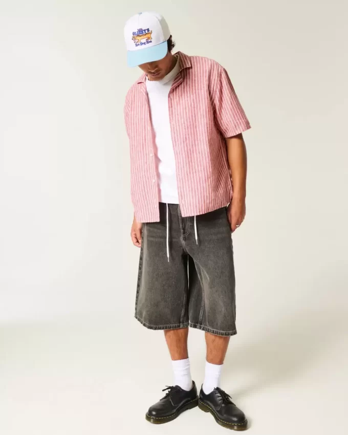 Koszula z krótkim rękawem w stylu boxy z mieszanki lnu Koszula z krótkim rękawem w stylu boxy z mieszanki lnu