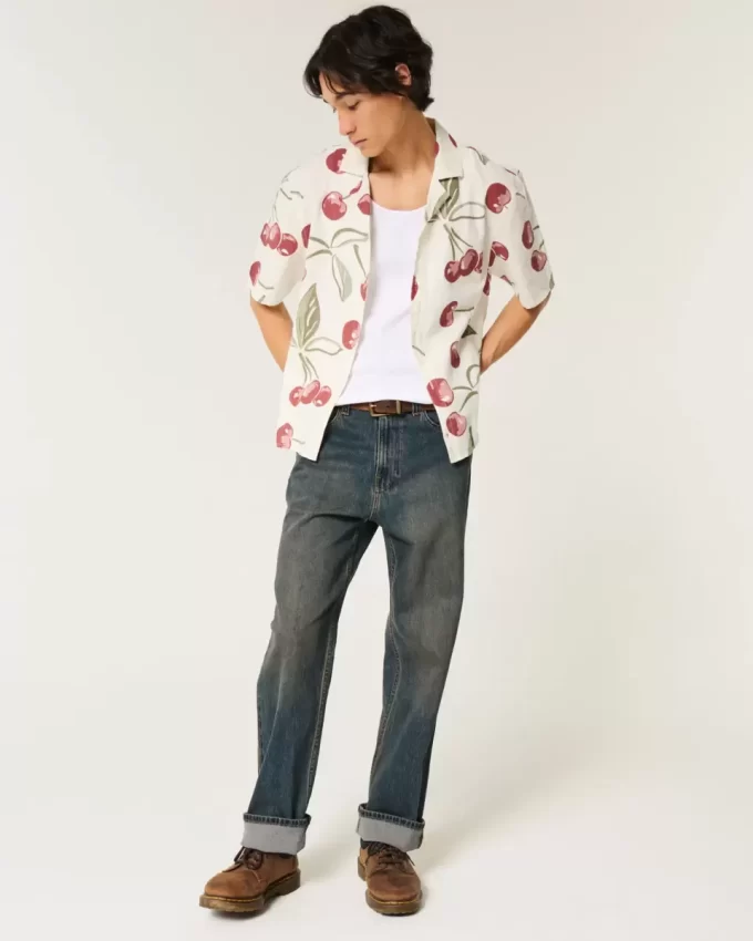 Koszula z krótkim rękawem w stylu boxy z mieszanki lnu Koszula z krótkim rękawem w stylu boxy z mieszanki lnu