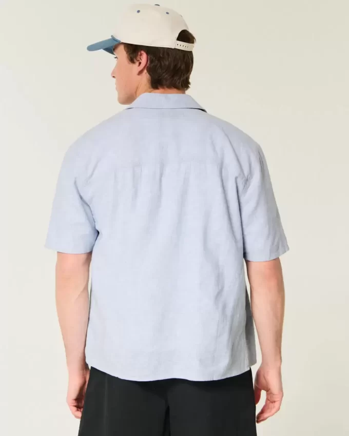 Koszula z krótkim rękawem w stylu boxy z mieszanki lnu Koszula z krótkim rękawem w stylu boxy z mieszanki lnu